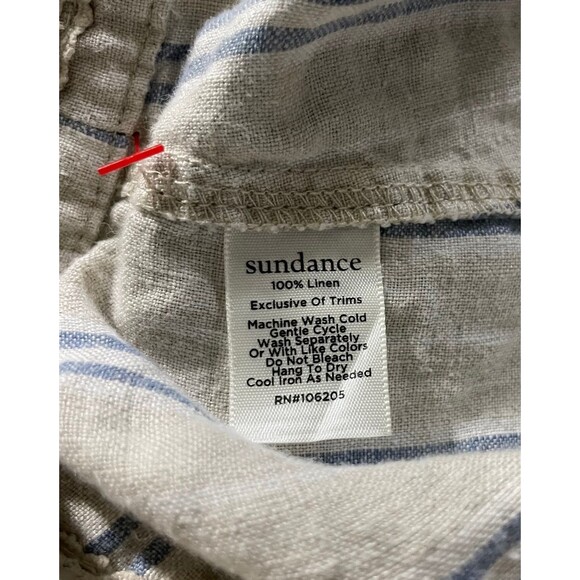 Sundance Wilde Striped Linen Bermuda Shorts Womens 16 Beige Blue - Picture 7 of 7